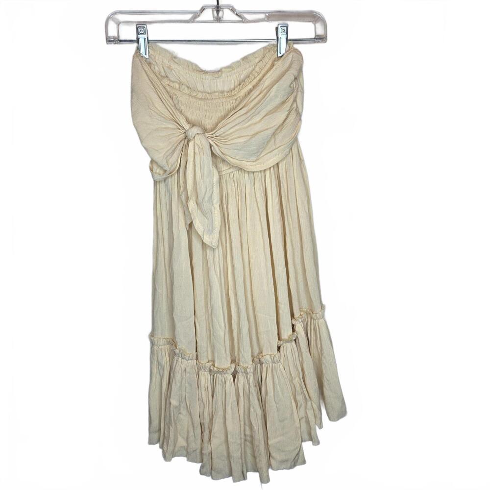 Olivaceous soft yellow Strapless smocked top dress Size Small